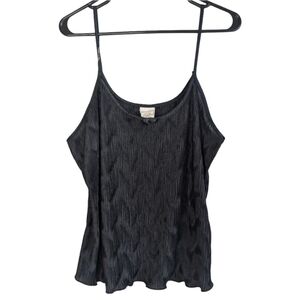 Vintage Lu-Say Women's‎ Large Black Crinkle Texture Tank Top